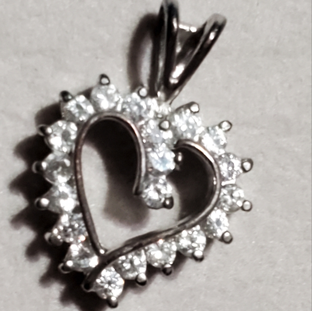 Ross Simons Sterling Silver CZ Heart Pendant